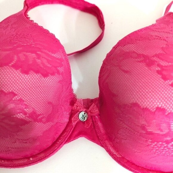 New VS Lined Perfect Coverage Hot Pink Lace 36C - Picture 2 of 5